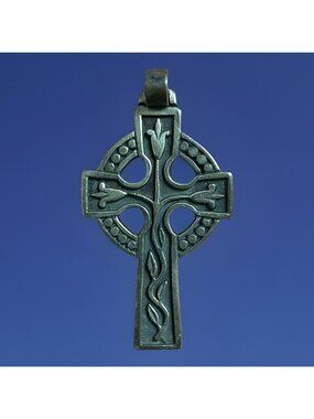 Retired James Avery Celtic Cross Pendant With Lily Signed Sterling Silver